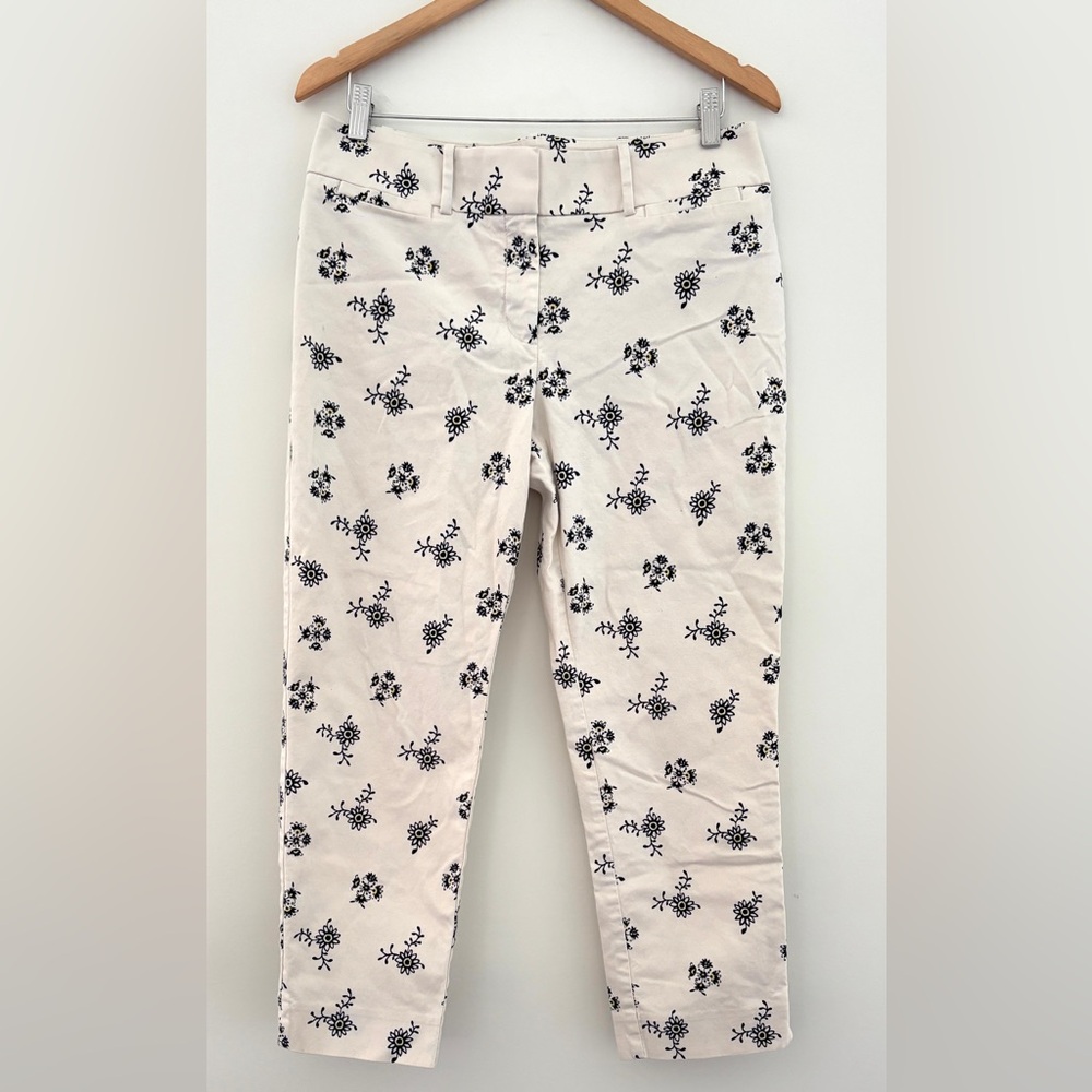 LOFT Cream and Black Floral Capris